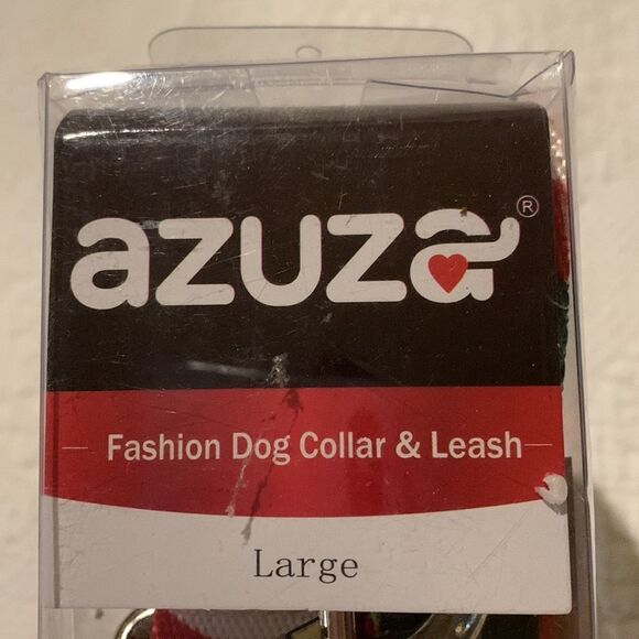 Dog Leash and collar green/red striped for Holiday cheer. Large - Picture 2 of 6